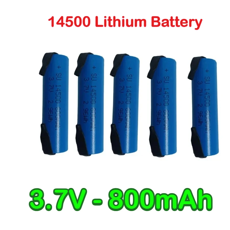 

14500 Battery 3 7v Lithium 800mAh Li-ion Battery Welded Joint Rechargeable Lithium Batteries for Led Flashlight Headlight