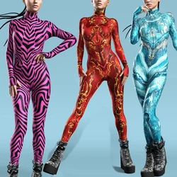13 Style Colorful 3D Digital Printing Jumpsuit Cosplay Costume For Women Holiday Party Performance Tight Bodysuit