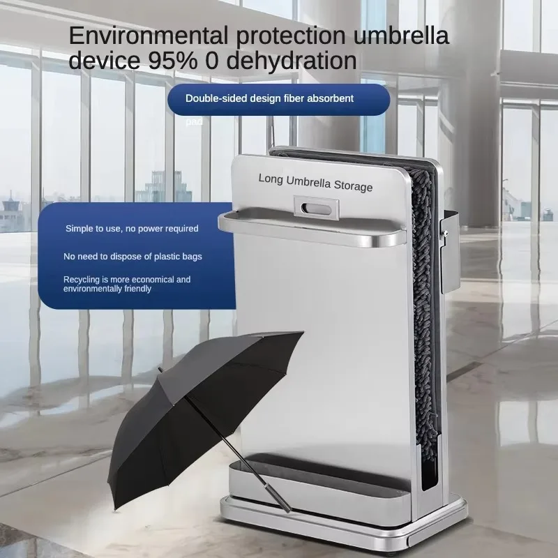 Customized Logo Square Umbrella Dryer Machine Commercial Eco-Friendly Dark Grey Rainwater Remover Microfiber Drying Pad