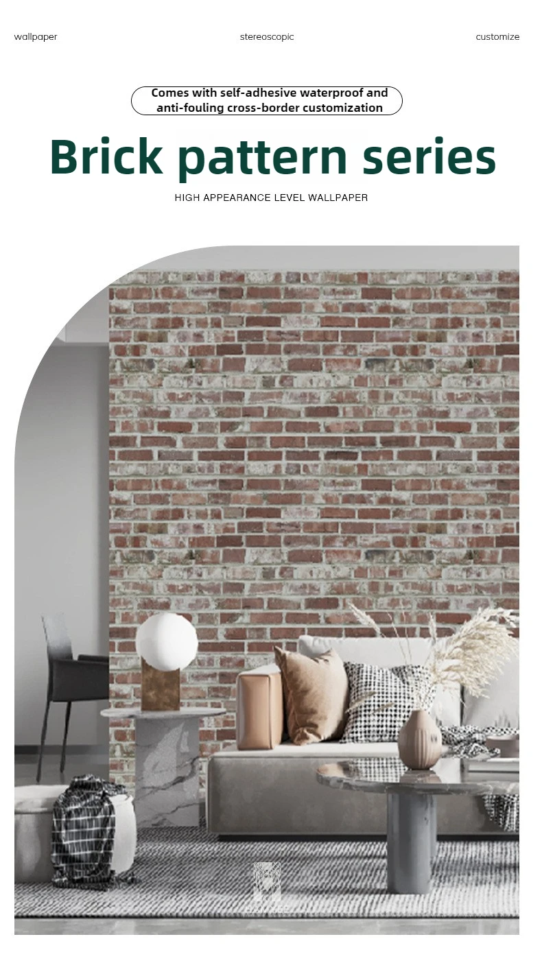 壁紙ステッカー自己粘着アメリカンレトロフェイクストーン防水フィルムコーヒーショップ背景パーティションカバー文化