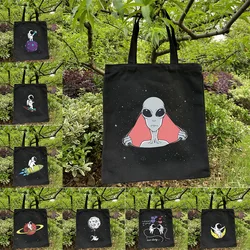 Cute Alien Universe Printed Canvas Tote Bag шопер dla kobiet Lekka torba na książki Dorywcza torba na ramię Duża pojemność na zakupy