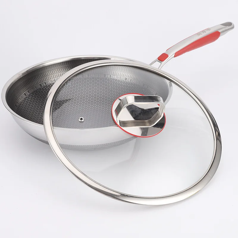 DSA stainless steel wok honeycomb non-stick pan micro-oil smoke stir-fry household wok wholesale