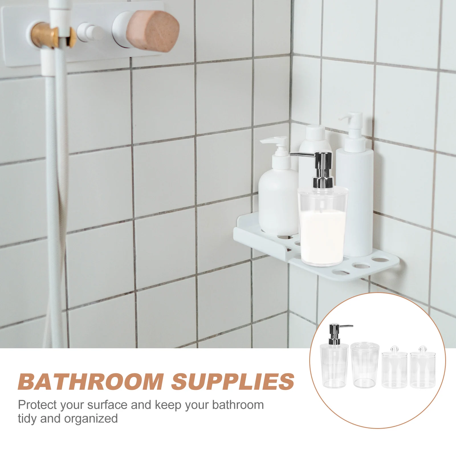 

1Set Bathroom 4 Piece Kit Personal Wash Cup Toothbrush Storage Cotton Swab Box Sanitary Bathroom Supplies Household Wash Room