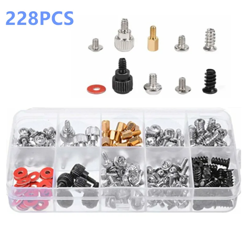 228pcs boxed computer host chassis motherboard fan screw kit repair box Computer Screws