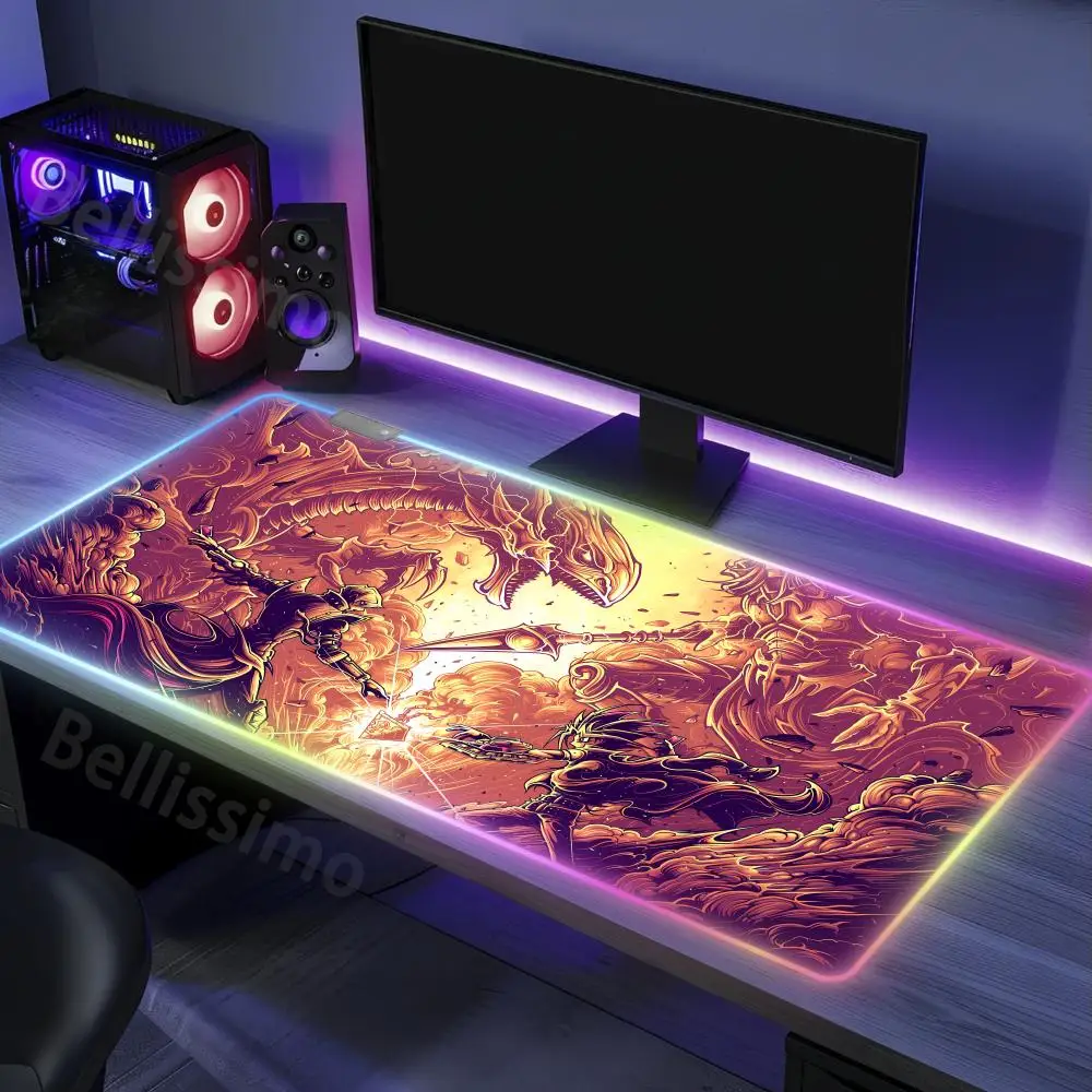 RGB Mouse Pad Popular desk Yu_Gi_Oh mats Non-Slip Cool Popular Rubber Office gadgets Edge locking Floor mats Luminescence