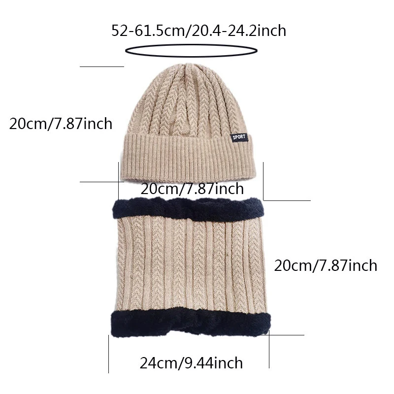 1set/3pcs Men\'s Gray Beanie Scarf And Gloves Set With Small Letter Jacquard Elastic And Warmth For Autumn And Winter