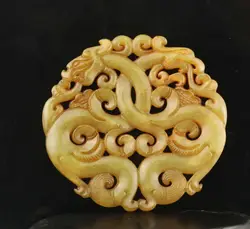Old natural jade hand-carved statue of dragon exquisite handicraft