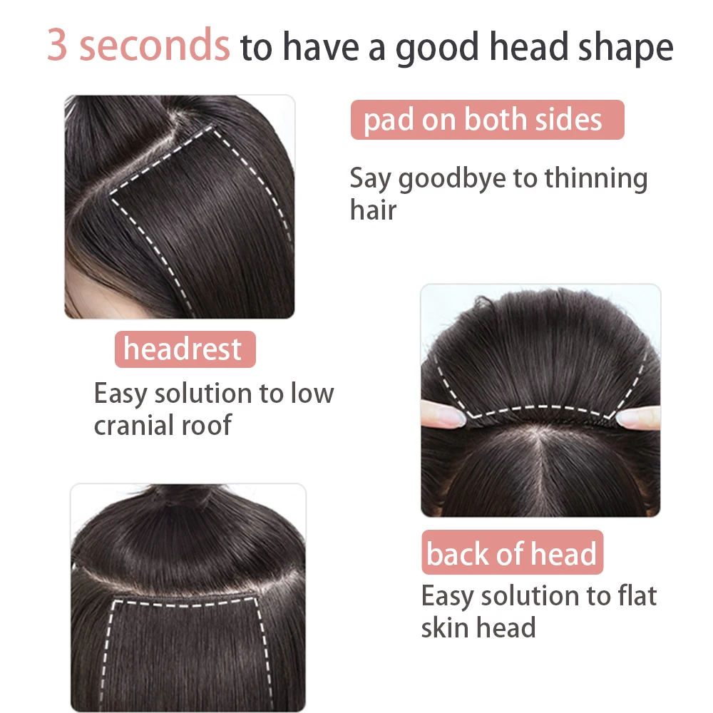 Synthetic Hair Pad Clip in Extension for Women Natural Wig Female Short Straight Invisible Hairpins Adding Extra Volume Piece