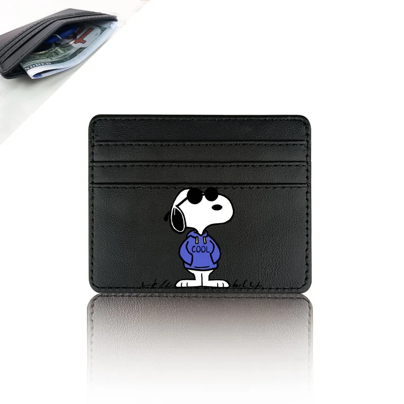 Snoopies Cute Card ID Holder Coin Purse 2024 Popular Cartoon PU ID Genuine Leather Driver's License Coin Purse for Men and Women