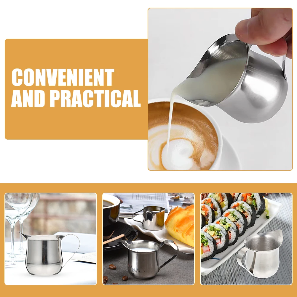 

4 Pcs Stainless Steel Milk Cup Espresso Coffee Maker Creamer Pitcher Latte Art Frothing Measuring Small Kitchen Home Office