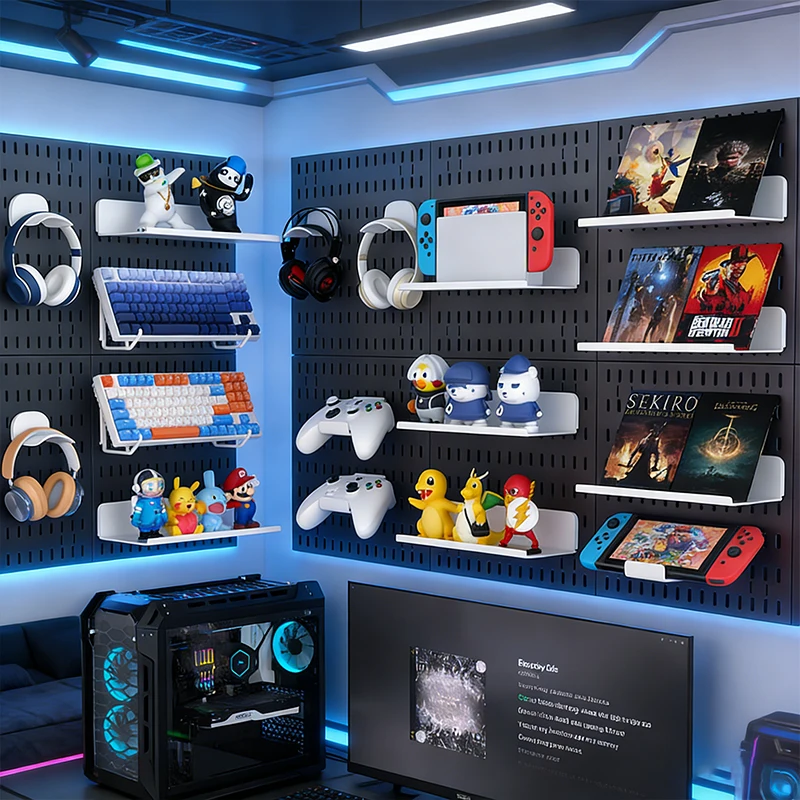 Damage-Free Wall Organizer | No-Drill Pegboard for Living Room & Study to Display & Store Daily Items & Electronics