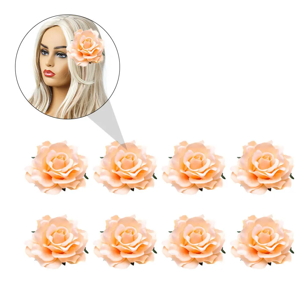 

8Pcs Large Rose Brooch Fine Craft Fake Rose Corsage Bride Breastpin Dress Pin Wedding Accessory Cloth Brooch Bride Breastpin