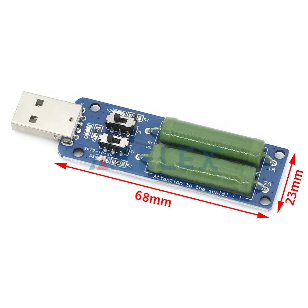 USB Resistor Electronic Load w/Switch Adjustable 3 Current 5V Resistance Tester