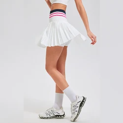 2025 Women Sports Mini Pleated Skirt High Waist Golf Tennis Skirts Double Layers Gym Fitness Running Yoga Athletic Workout Skort