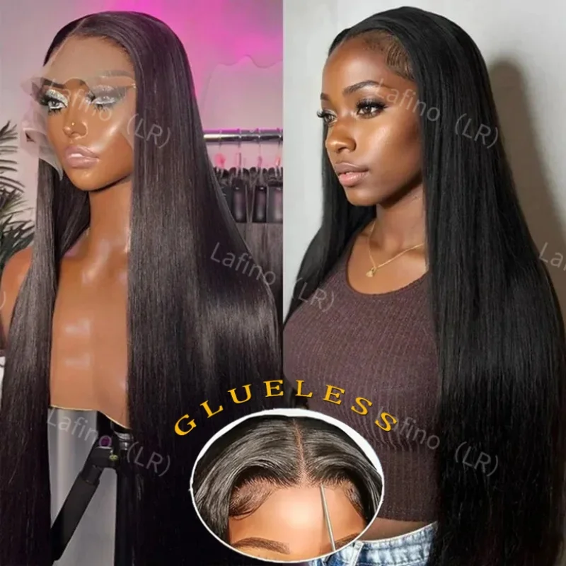 

Glueless Wig Human Hair Ready to Wear 100% HD Straight Lace Frontal 5x5 4x4 Closure Brazilian Black Cheap Wigs on Clearance Sale