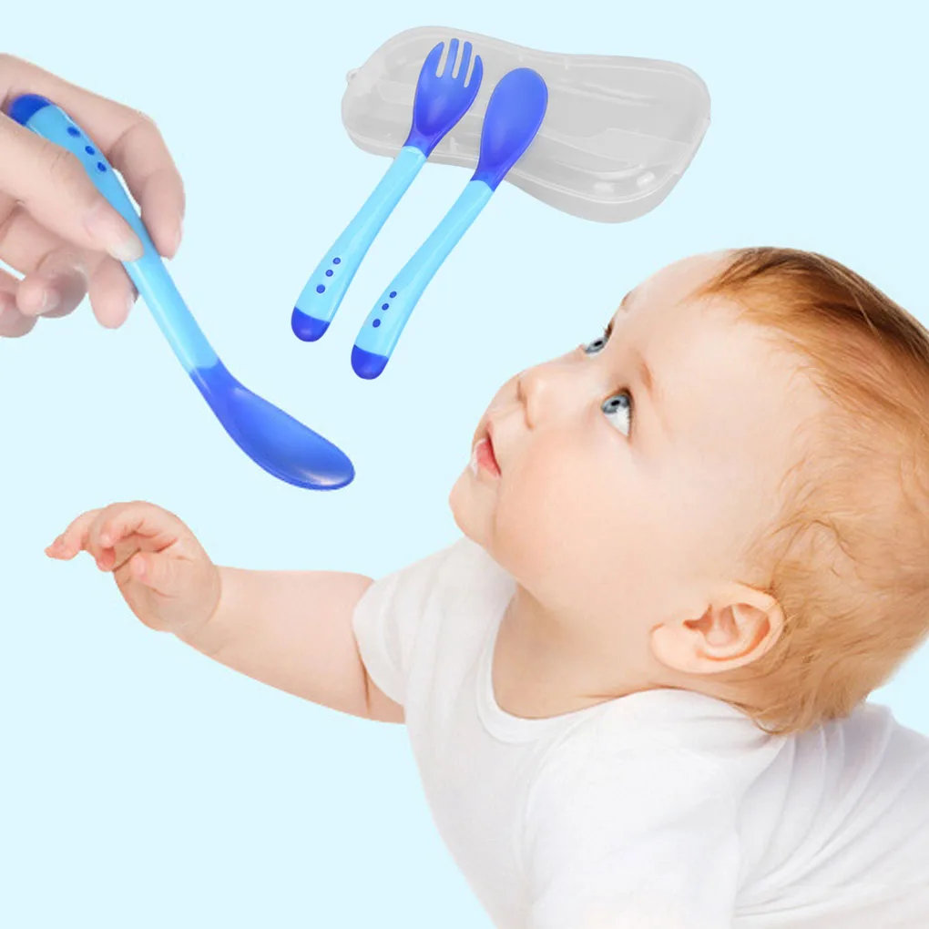 Baby Color Changing Spoon 3pcs/set Small Toddlers Utensils Plastic Baby Spoons Infant Feeding Tool Heat Sensitive Kids Tableware