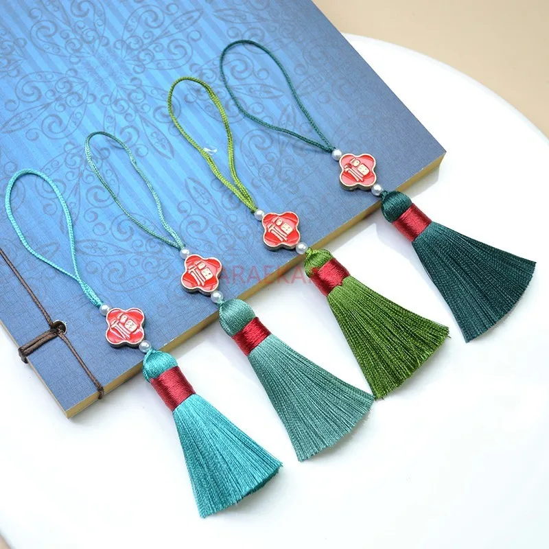 Pequeno Tassel Bookmark Bag, Fan Pendant, Handmade Pendant, Acessório Estilo Antigo, 1Pc