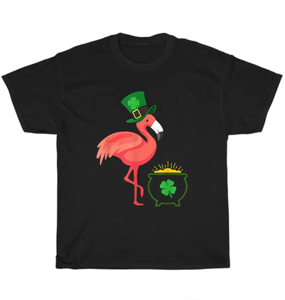 Irish Leprechaun Flamingo Shamrock Gold Coin Pot St Patricks Day T-Shirt UnisexUnisex Summer Cotton Luxury Brand Super SizeUnise