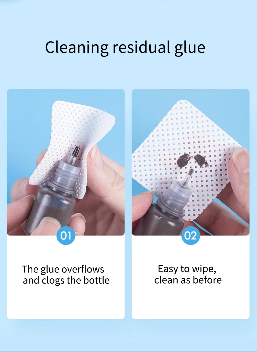winky beauty 200 counts Eyelash Extension Glue Nozzle Wipes Paper Cotton Glue Bottle Mouth Cleaning Remover Paper makeup tools
