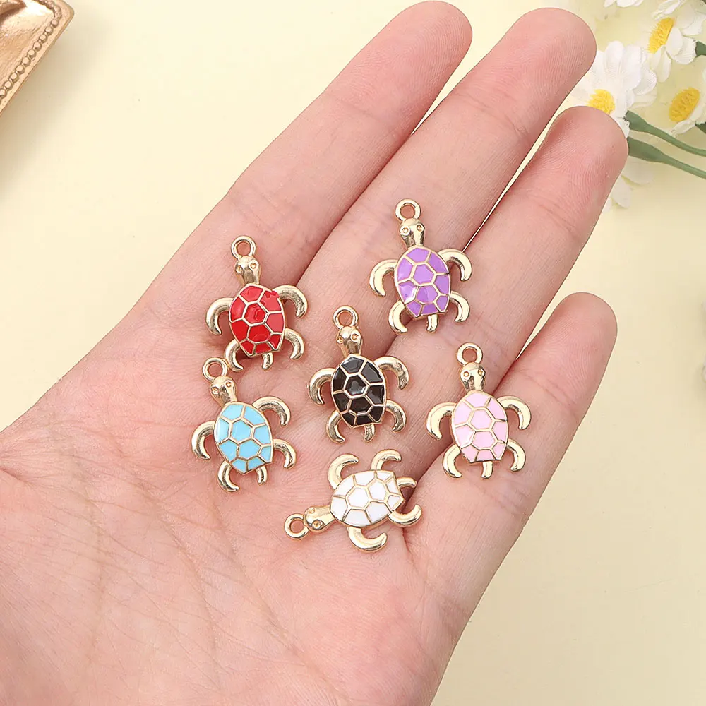 6/16/26pcsMulti Colored Turtle Shaped Pendant Decorations,DIY Bracelets,Necklaces,School Start Season,Gift Making Accessories