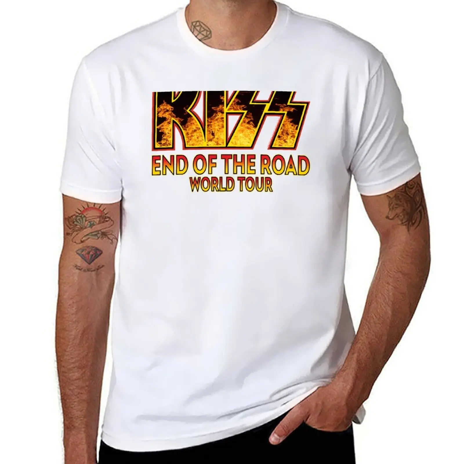 

KISS End Of The Road World Tour Spaceman Catman Starchild Demon F2 T-Shirt t shirt for man 100 percent cotton T-Shirt