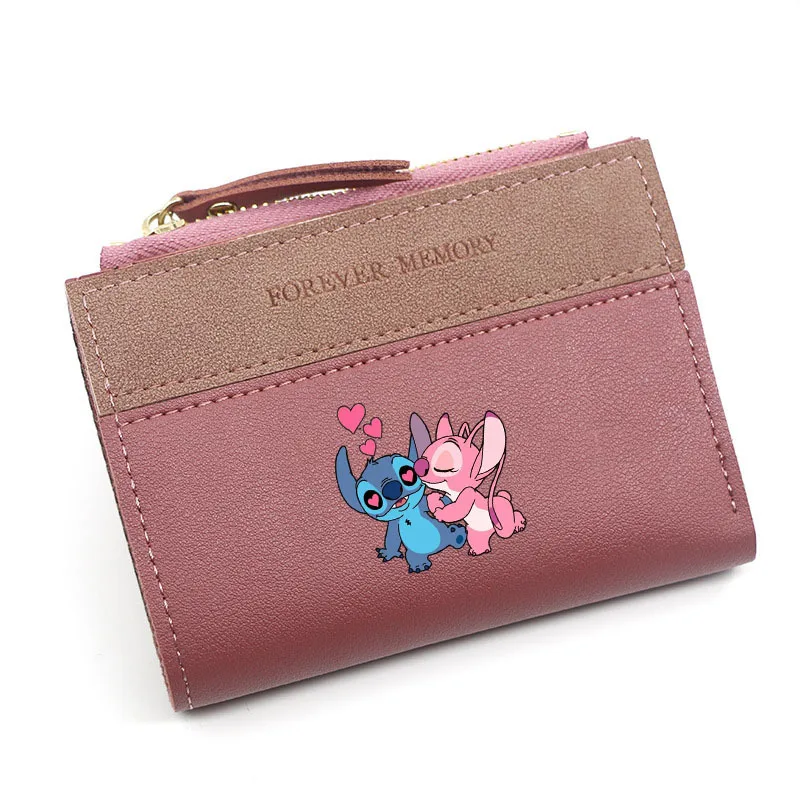 Disney-Lilo e Stitch Multifuncional Titular do Cartão de Identificação, Mini Carteira Feminina, Cute Bank Card Coin Purse, Student Wallet