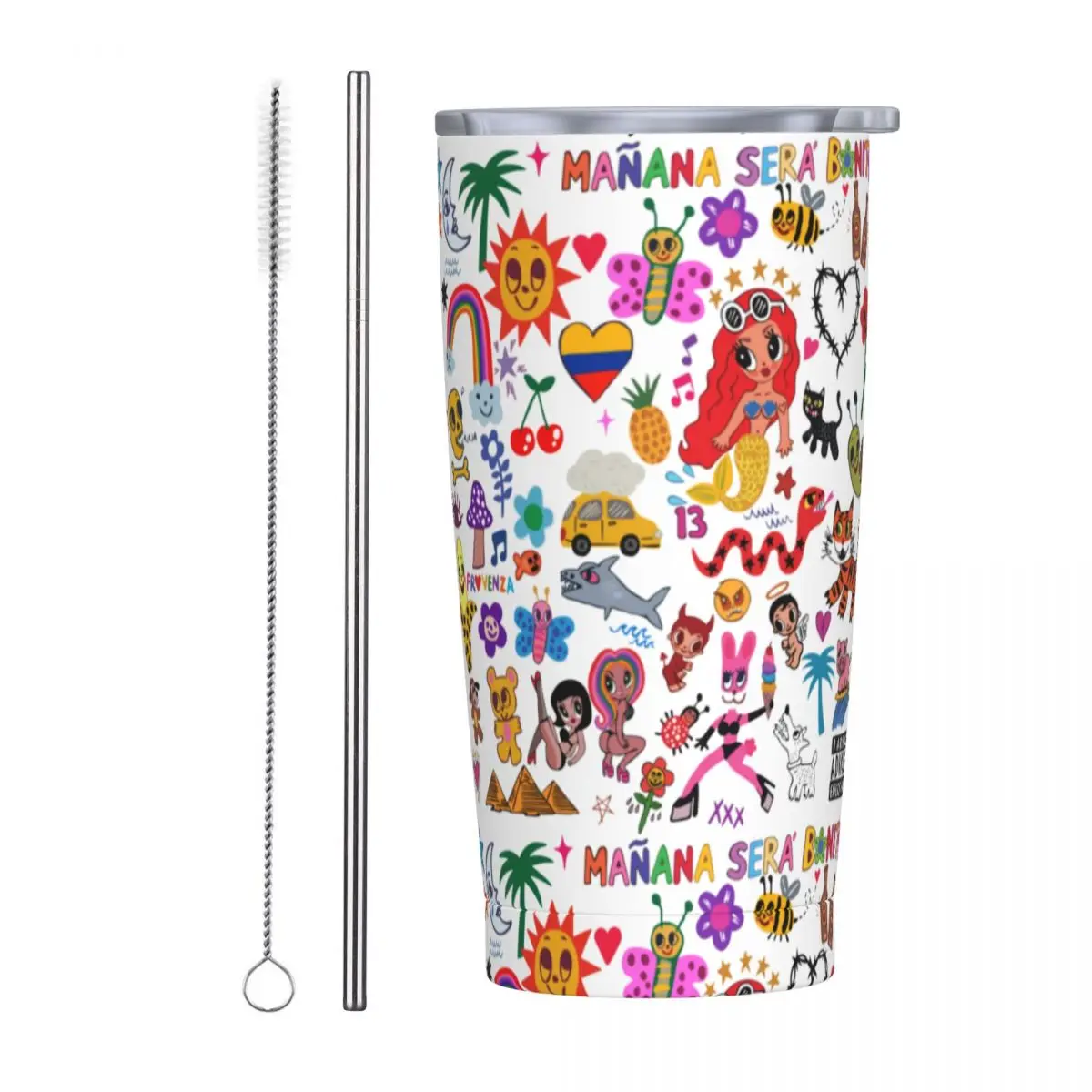 Manana Sera Bonito Karol G Sirenita Tumbler 20oz Stainless Steel Double Wall Vacuum Insulated Tumblers Mug With Straw Slide