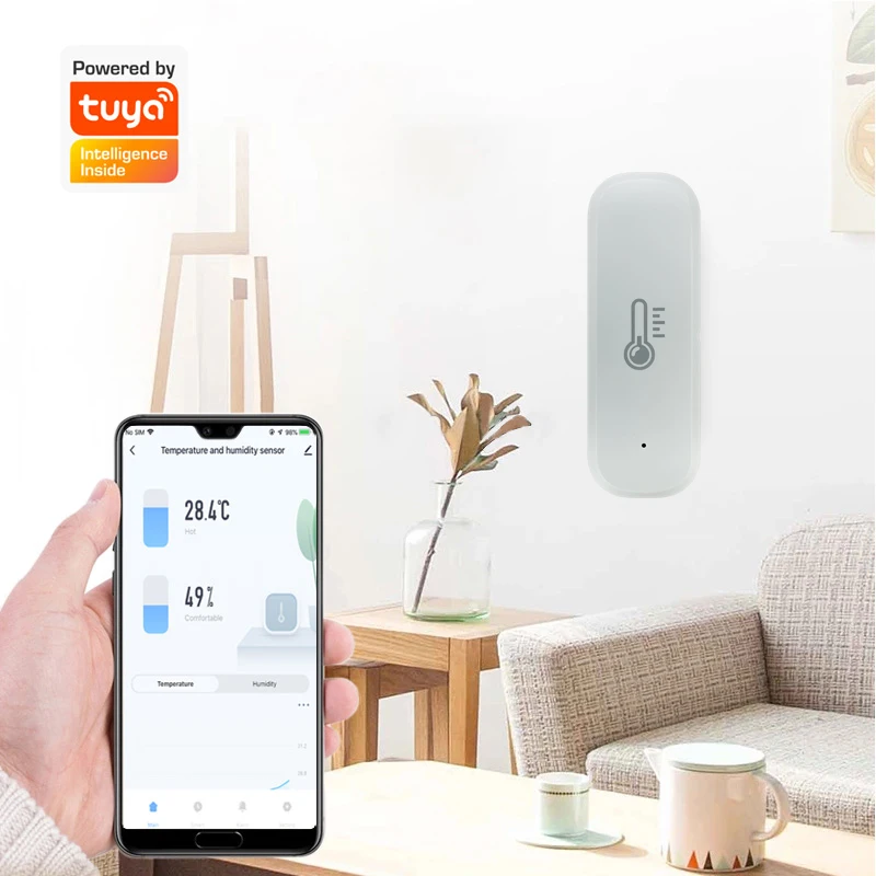 Tuya WiFi Temperature Humidity Sensor Home Connected Thermometer Compatible With Smart Life Alexa Google Assistant