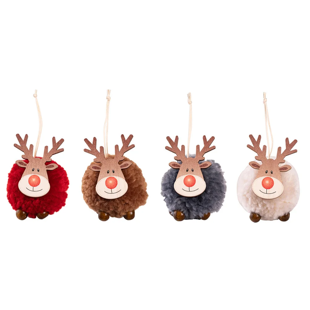 

4Pcs Elk Pendant Christmas Tree Decorations Xmas Felt Wooden Hanging Decors Elk Pendant Holiday Decorations Xmas Tree Ornament