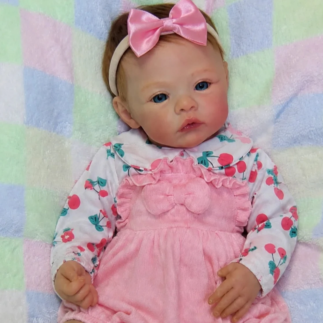 BZDOLL 19 Zoll 48 cm handgefertigte Vollvinyl-Reborn-Babypuppe, realistische 3D-bemalte Haut, lebensechtes Geburtstagsspielzeug mit Flasche und Schnuller