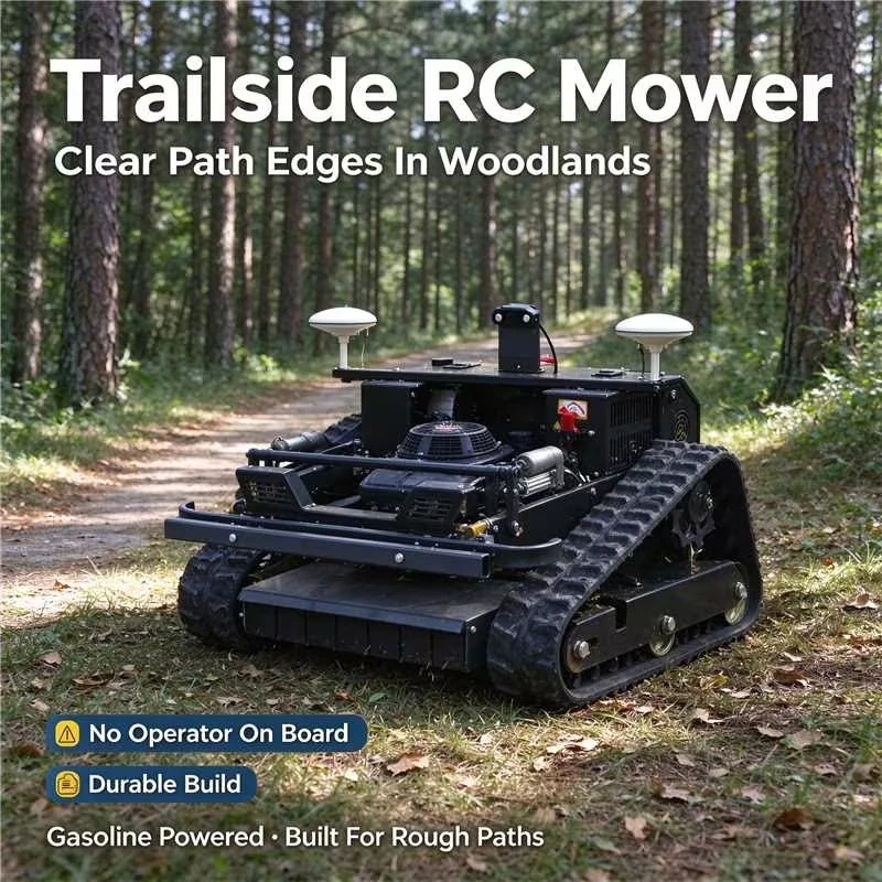 Customized Crawler Tracked Remote Electric Grass Cutter, RC Lawn Mowing Robot for Commercial Landscape Work