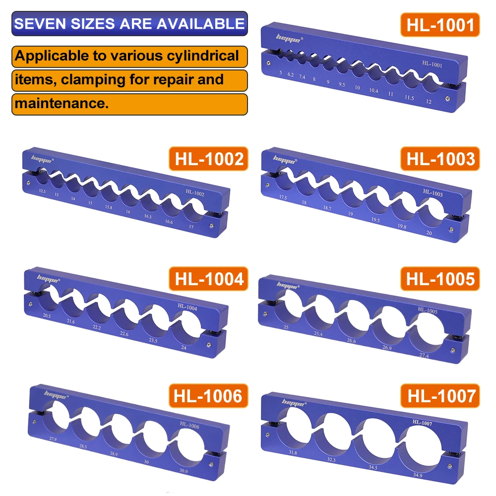 HEPPE Schraubstock-Einsatzklemmen, universelle Schraubstockbacken, Arbeitstisch, multifunktionales Werkzeug, Fahrradpedal, Gabelsattel, Sattelstützen-Reparaturwerkzeug, 5–34,9 mm. – Detail 8