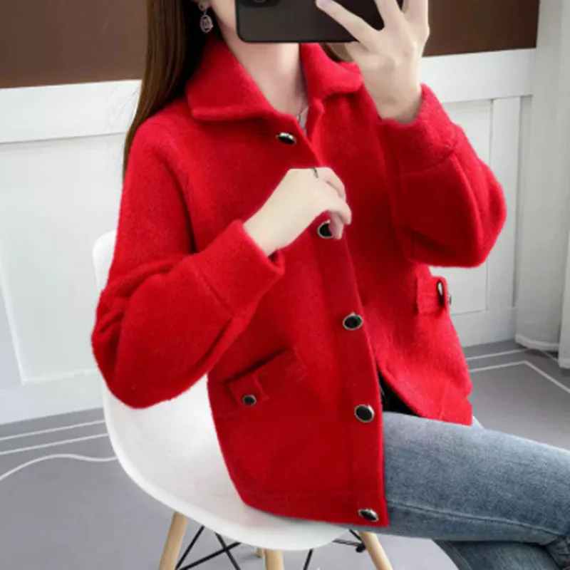 Early Autumn Women's Mink Velvet Coat 2025 New Female Explosive Loose Knit Cardigan Jacket Joker Overcoat In Spring