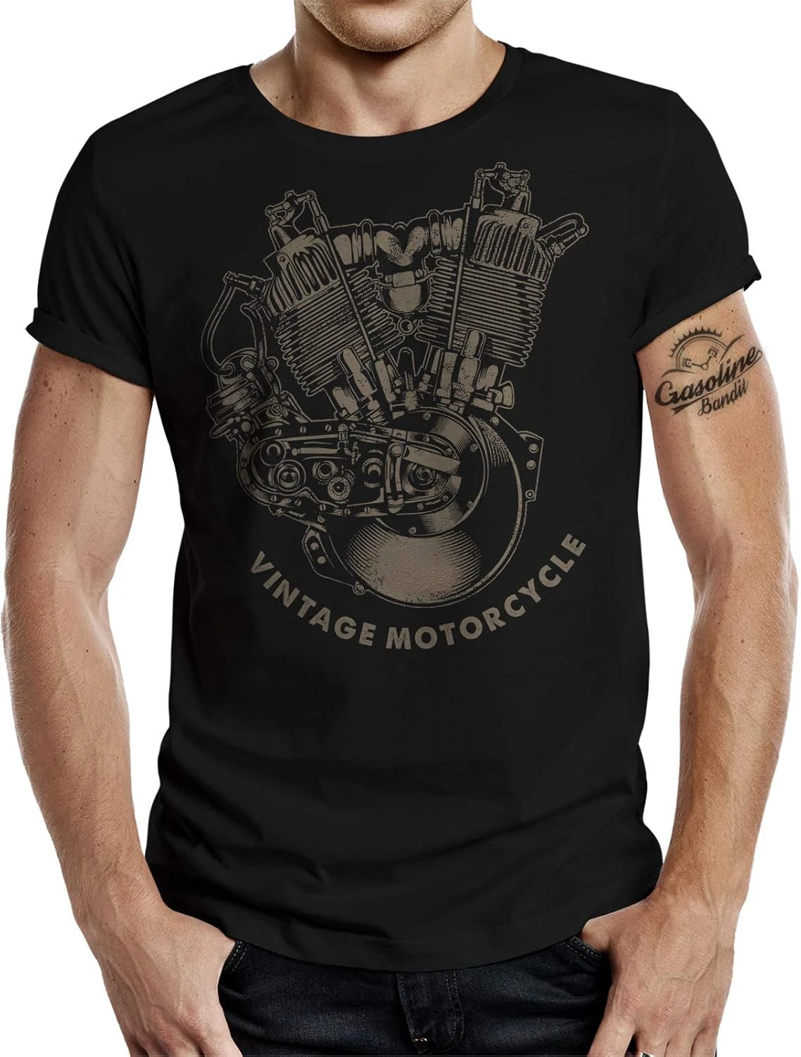 Old Shool Racer Garage Engine Vintage Motorcycle T-Shirt 100% Cotton O-Neck Short Sleeve Summer Casual Mens T-shirt Size S-3XL