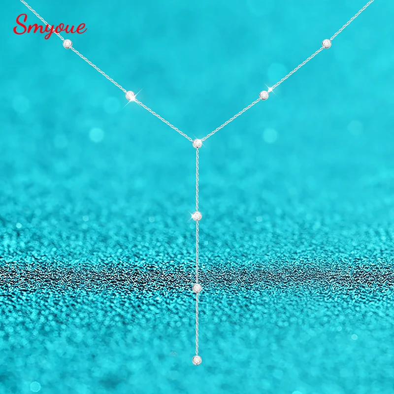 Smyoue rodowany 0.1ct pełny Moissanite naszyjnik dla kobiet musujące biżuteria S925 srebro wisiorek dziewczyny Party prezent