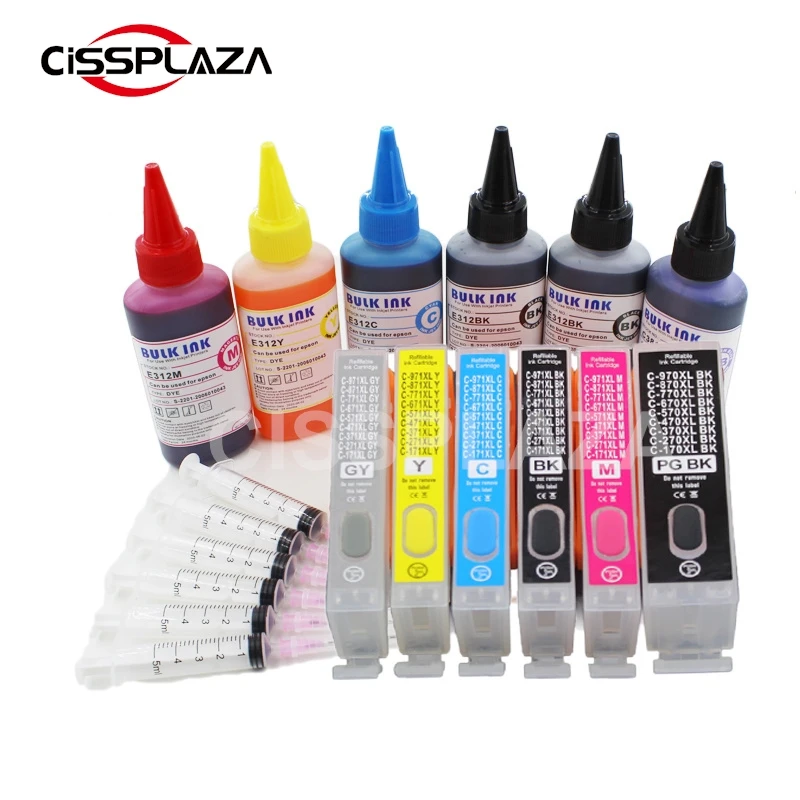 CISSPLAZA 6COLORS pgi570 PGI-570 refill ink cartridge compatible For canon MG7750 MG7751 MG7752 MG7753 printer