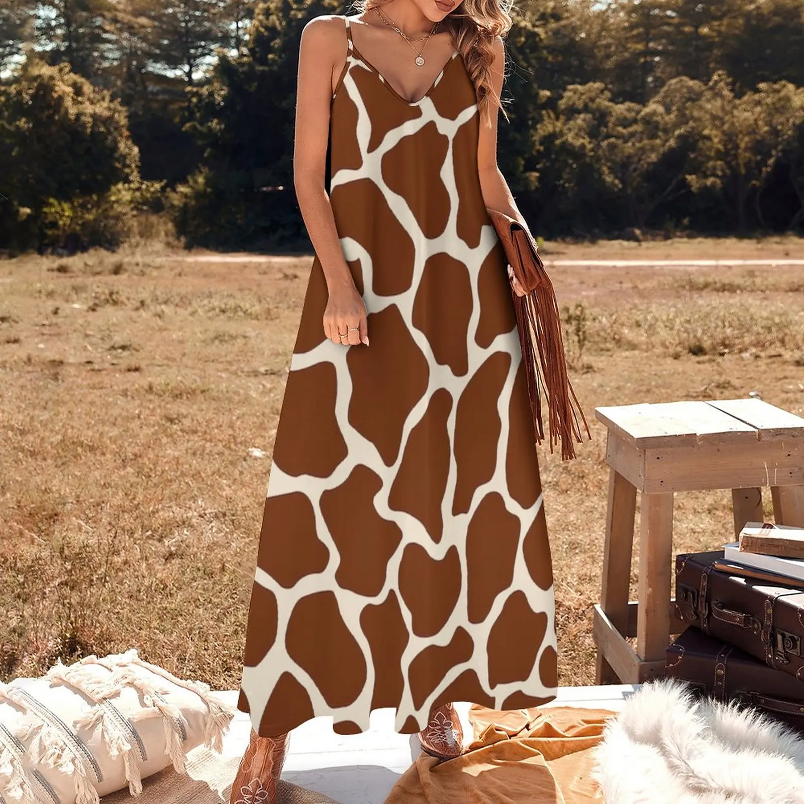 Giraffe Animal Print Africa And Safari Style Sleeveless Dress Dresses dresses women summer 2023