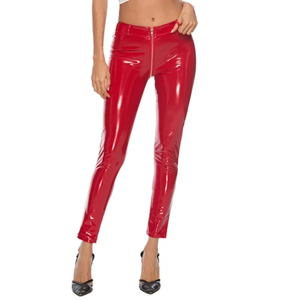 Brandneue Cocktail-Abend-Hosen für Damen, Leggings, weibliche Damen, PVC-Leder, glänzende Hosen, dünne Stretch-Hose