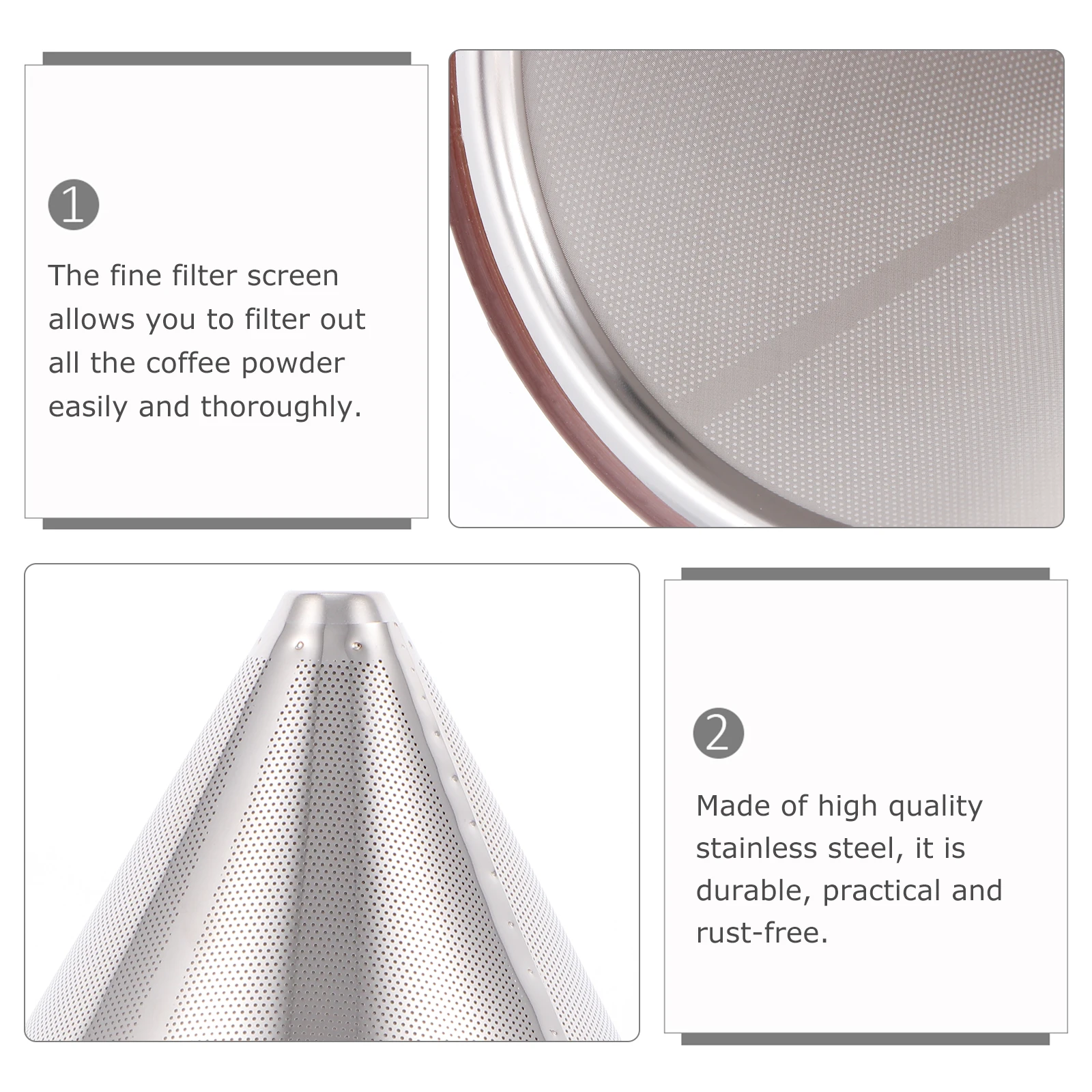 

Stainless Steel Coffee Filter 304 V Shaped Double Layer Reusable Hand Drip Coffee Strainer Home Funnel Tea Making Tool