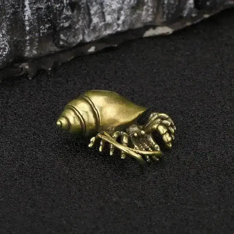 Vintage Brass Hermit Crab Figurines Sea Animal Desktop Ornaments Handmade Office Decorations Craft Accessory Gift