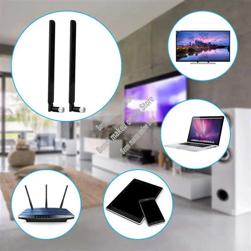 8X SMA Antenna 4G LTE High Gain 9Dbi Wifi Antenna Dual Band(2.4Ghz&5.8Ghz) Omni-Directional Antenna 3G/4G/GSM-ABVP