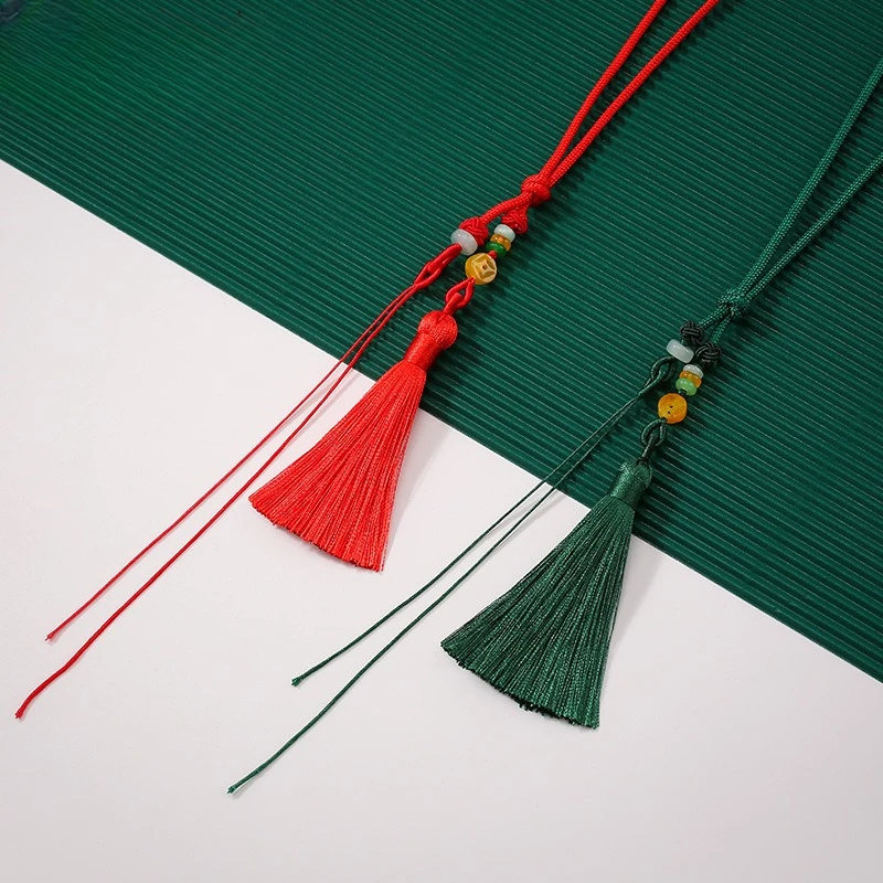 2pcs/Lot Handheld Rope Car Tassel Hand-woven Diy Short Agate Bag Hanging Bookmark