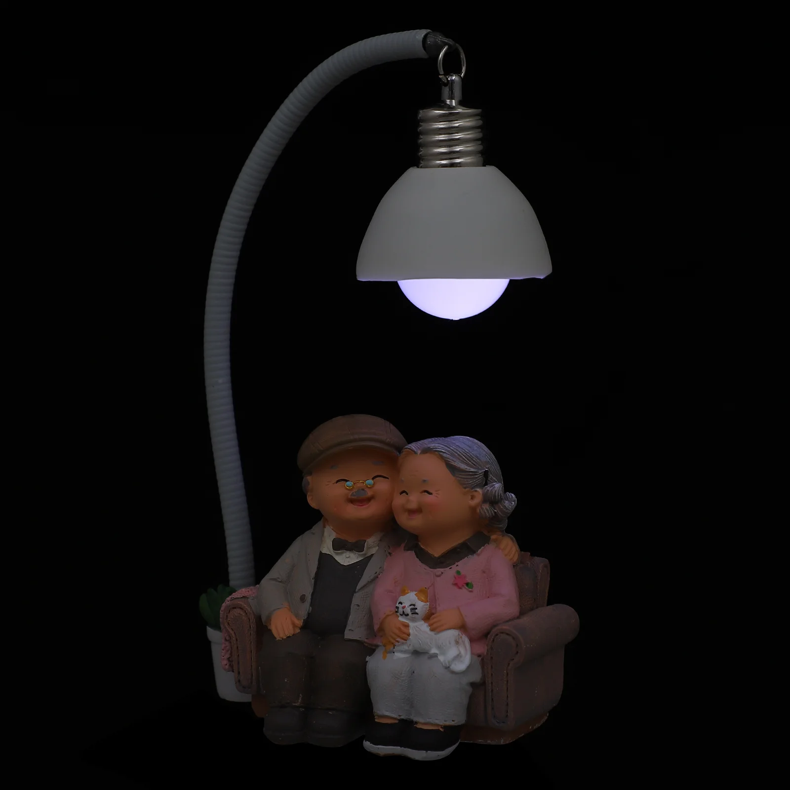 Old Man Granny Ornaments Wedding Decor Night Light Desktop Resin Craft Car Mini Elderly Couple Statue Figurines