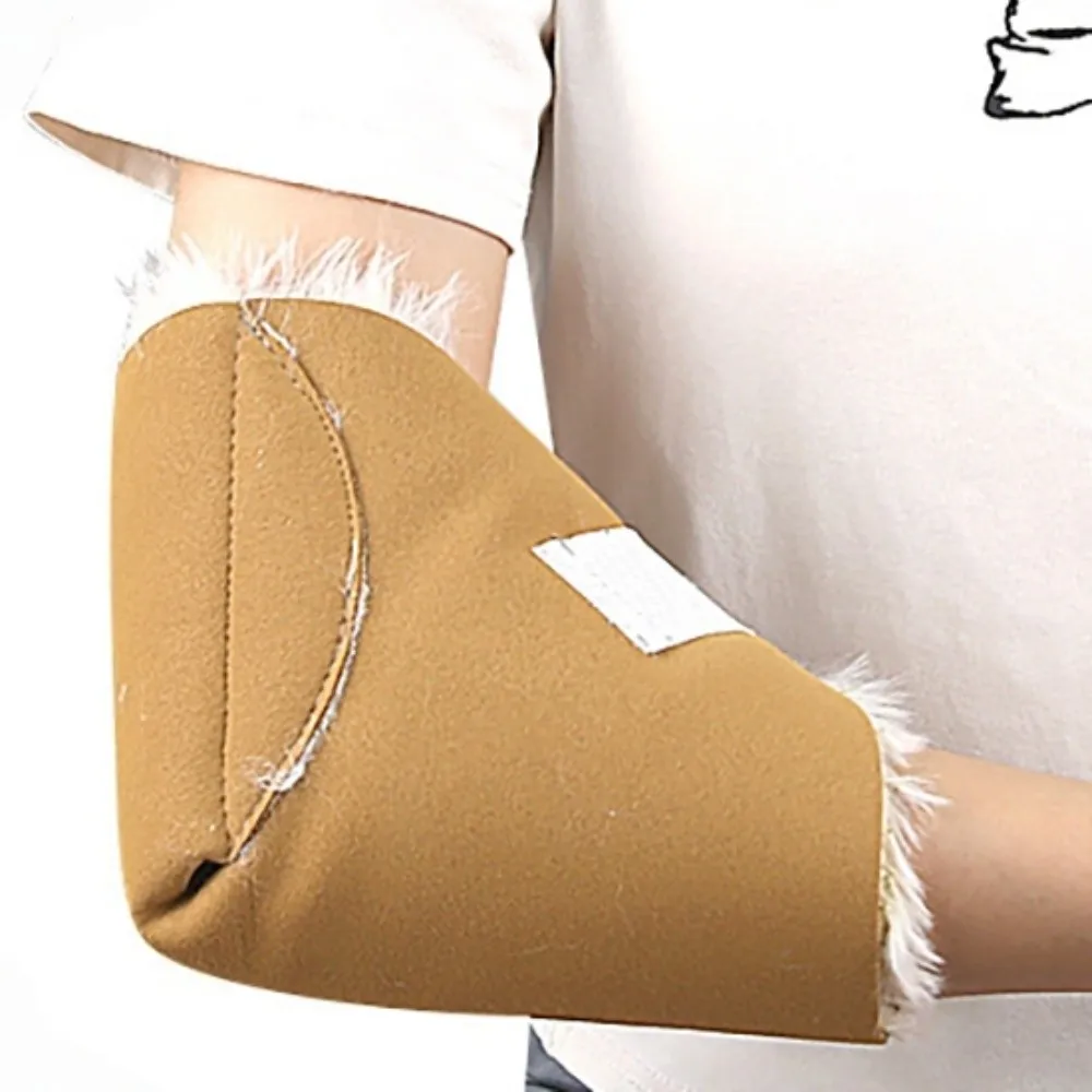 

1PC Plush Foot Heel Warmer with Securing Strap Warm Rabbit Fur Ankle Cover Pressure Sores Prevention Soft Cowhide Feet Cover