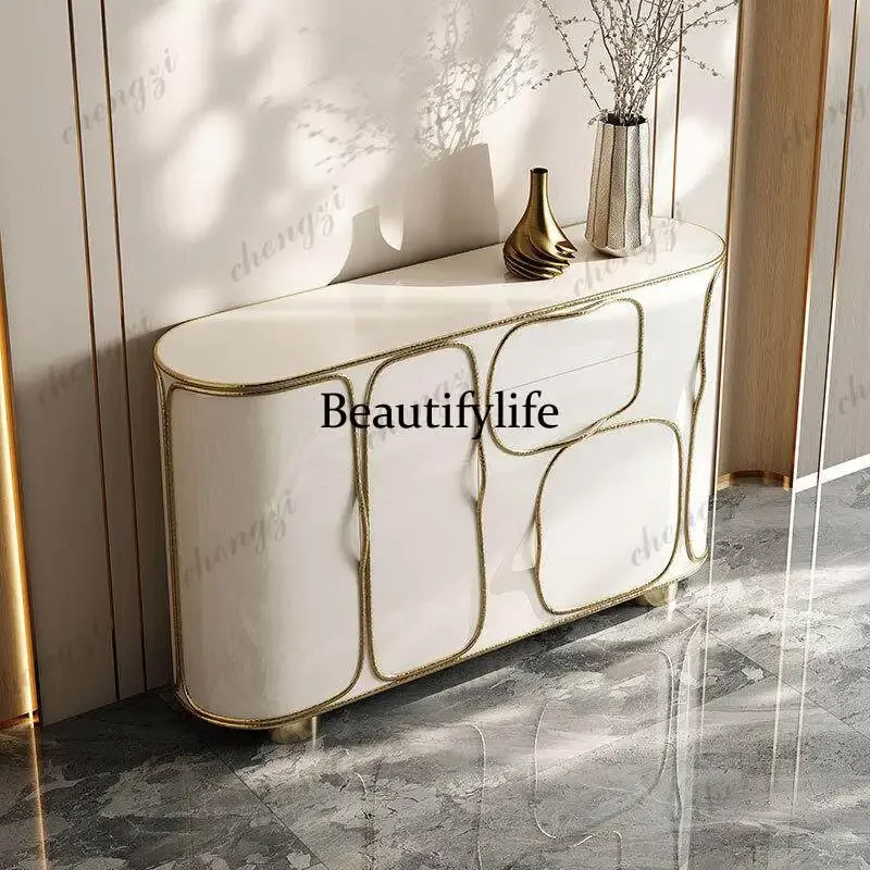 Italian light luxury solid wood dining side cabinet high-end villa living room art secret cabinet creative wall storage cabinet