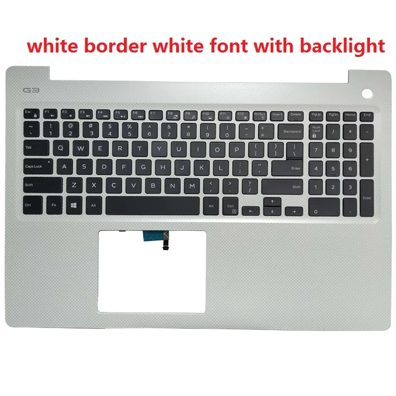 NEW for DELL Gaming 15-3000 G3 3579 G3-3579 US English Laptop keyboard white Palmrest upper cover