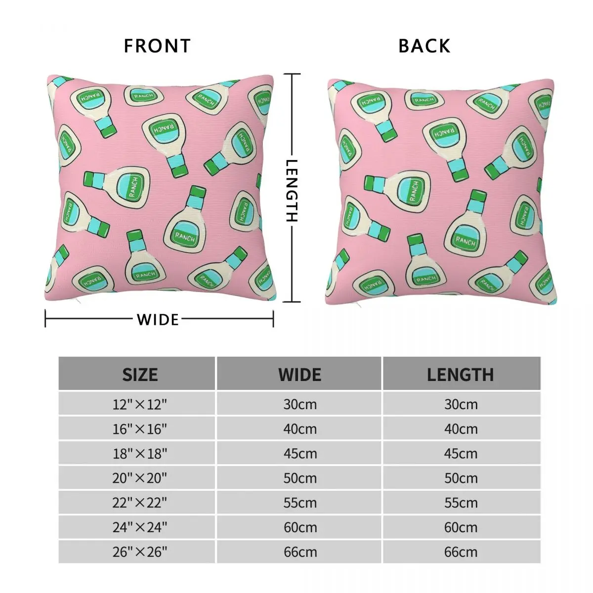 Ranch Salad Dressing Bottle Square Pillowcase Polyester Linen Velvet Creative Zip Decorative Sofa Seater Cushion Cover