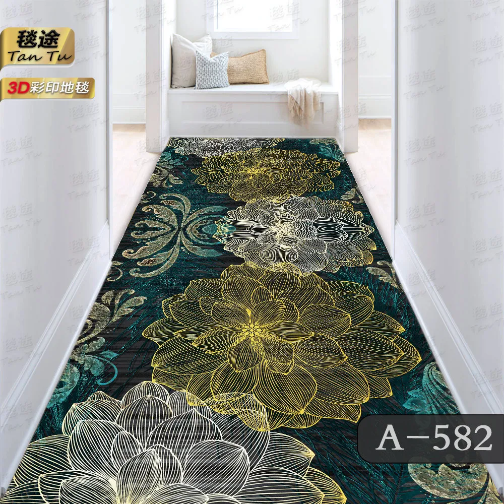 Home Long Corridor Hallway Carpet Grid Floral Rug for Living Room Prayer Bedroom Carpets Non-slip Kitchen Mat Floor Area Rug