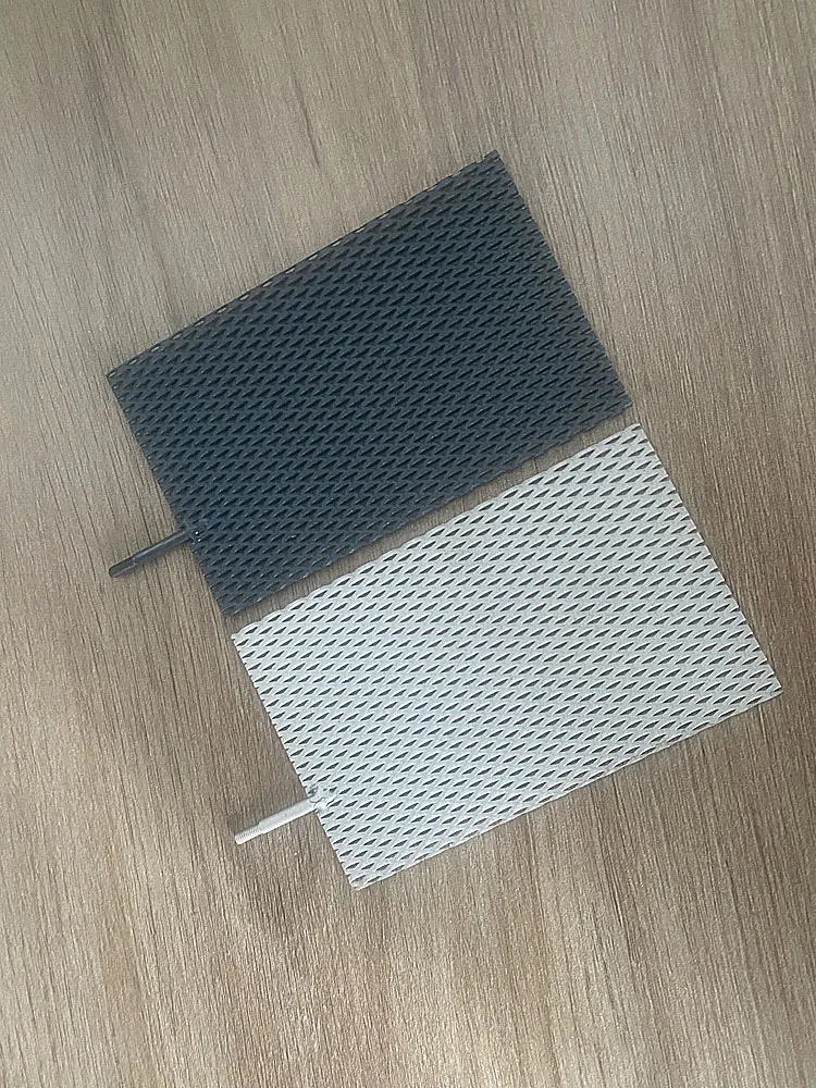 Titanium Anode Mesh with MMO Ruthenium-Iridium Coating, 101*63.5mm with Post Cathode without Coating