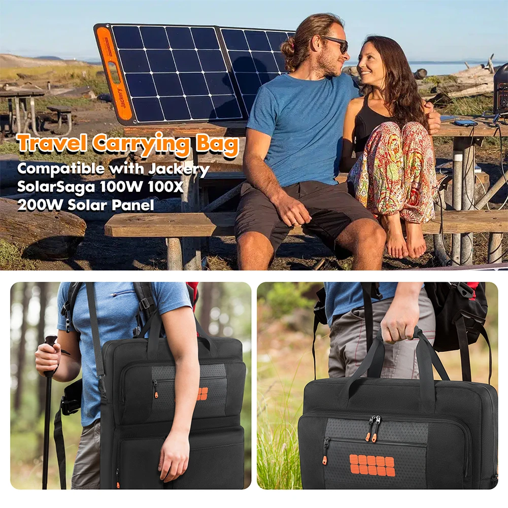 

Мягкий дорожный органайзер для солнечной панели, большая вместительная портативная защитная сумка на плечо с несколькими карманами для Jackery SolarSaga 100 Вт 200 Вт